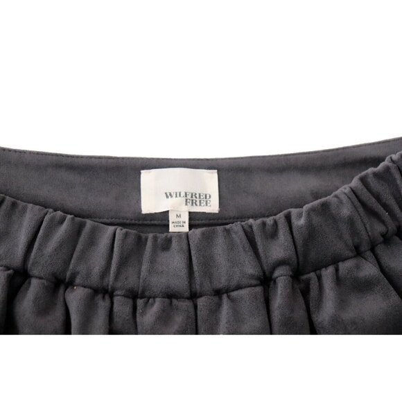Wilfred Free Women's Medium Gray Nescher Skirt Faux Suede Elastic Waist Mini - Picture 2 of 7